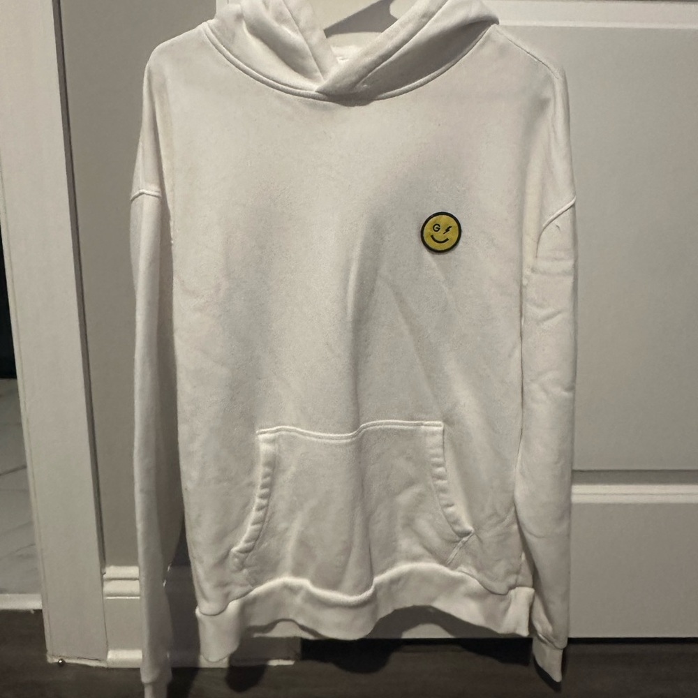 Gilly Hicks White Hoodie with Smiley Patch